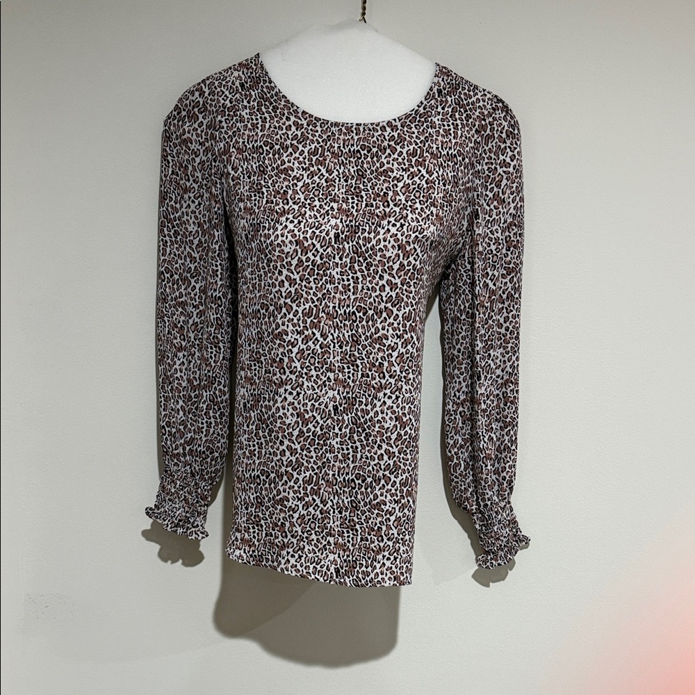 Ann Taylor Leopard Print Long Sleeve Women's Top